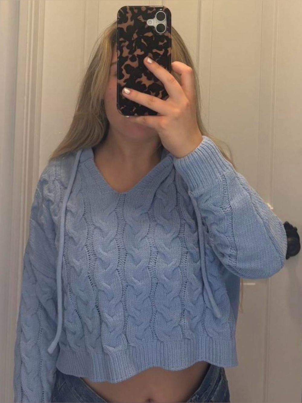 Cable Knit Cropped Hoodie